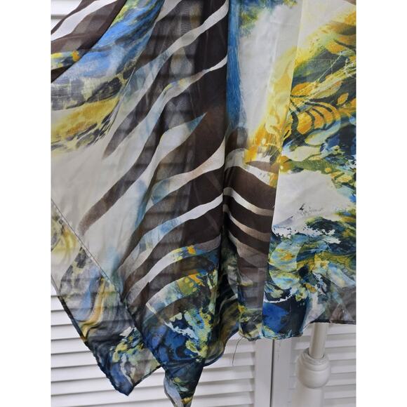 Chicos Sz Medium/Large Sheer Tropical Kimono Style Blouse Shirt Top Poncho - Picture 2 of 5